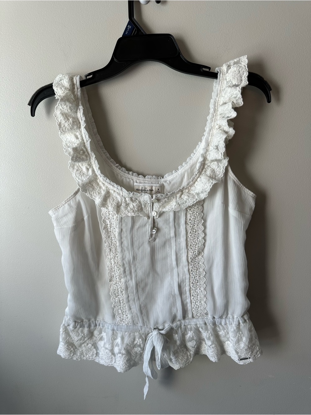 Abercrombie & Fitch White Lace-Trim Camisole Tank